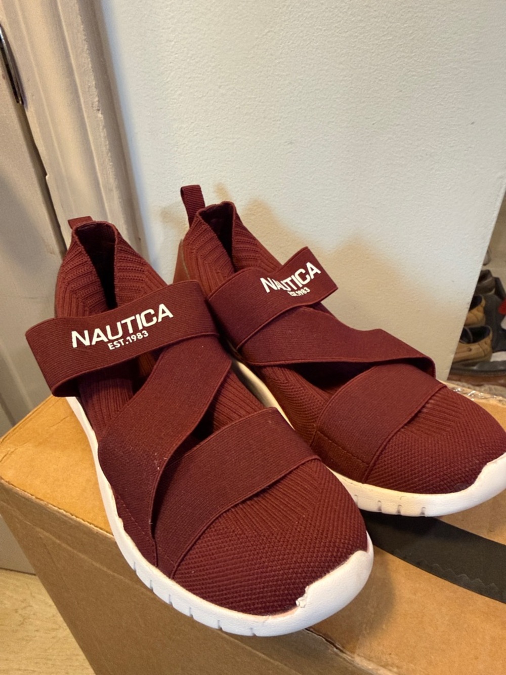 Nautica Burgundy Slip-On Athletic Sneakers